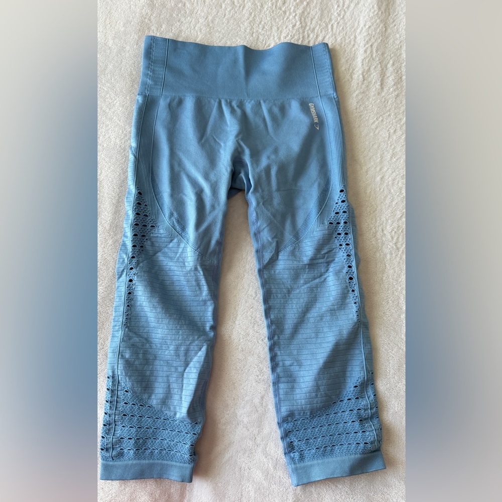 Gymshark women’s Blue Leggings with Eyelet Design size M
